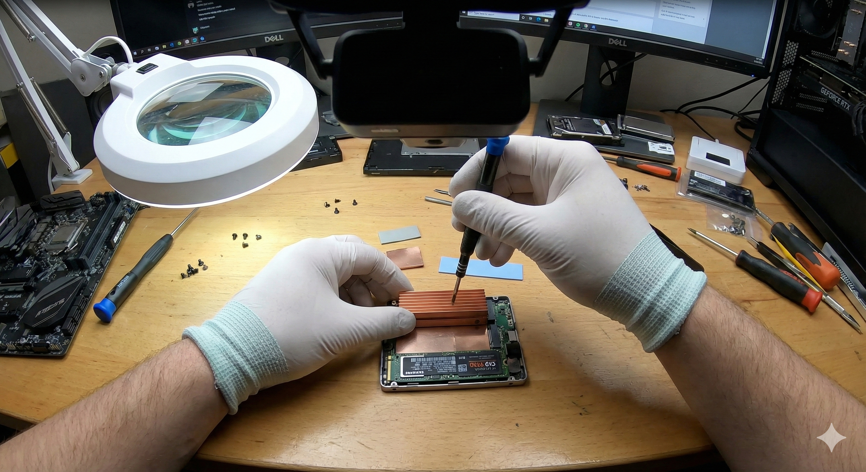 Applying copper heatsink to NVMe drive